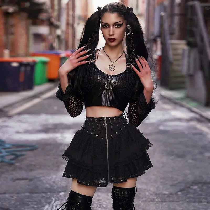 Punk Vintage High Waist Mini Skirt