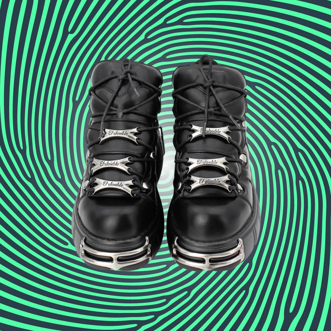 Punk Style Platform Shoes Gothic Ankle Boots Lace-Up 6CM Heel Metal Decor Sneakers