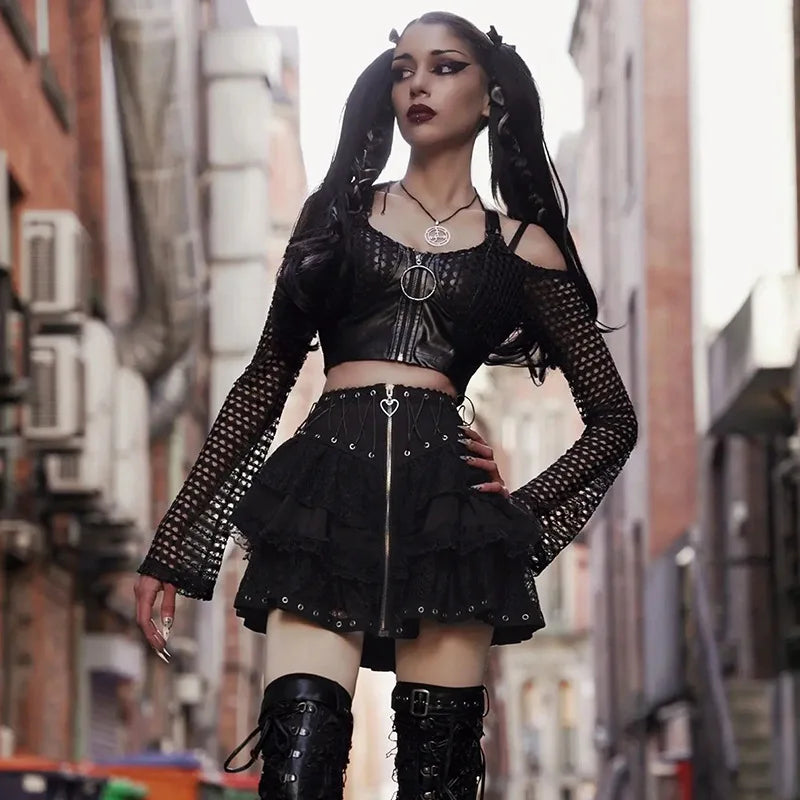 Punk Vintage High Waist Mini Skirt