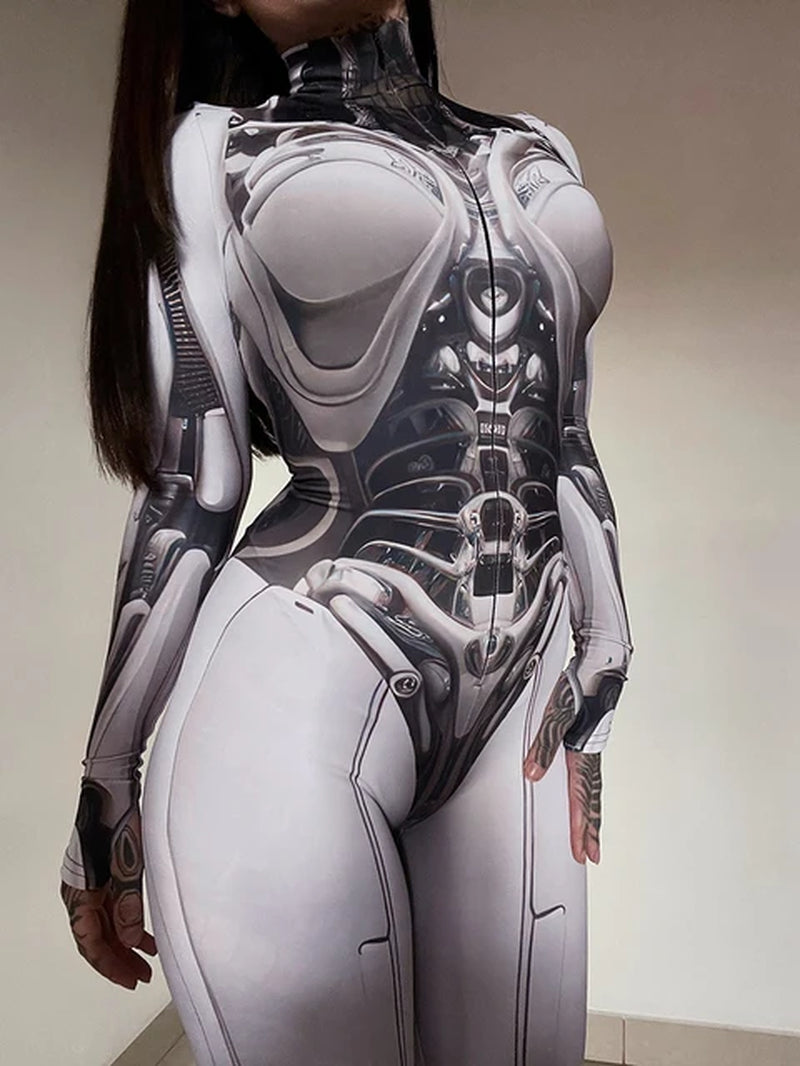 Cyberpunk Cosplay 3D Printed Bodycon Jumpsuit