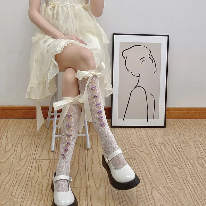 Fishnet Knee High Long Socks