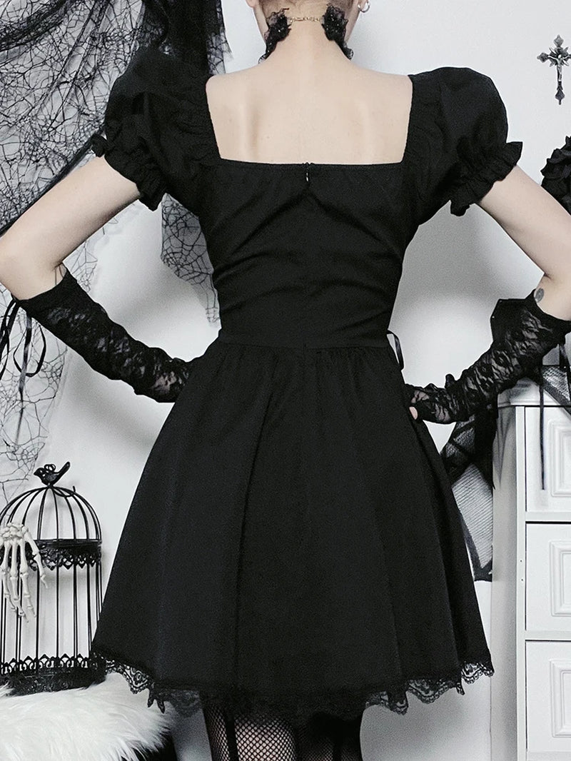 Vintage Gothic Lace-Up Cross Corset Dress