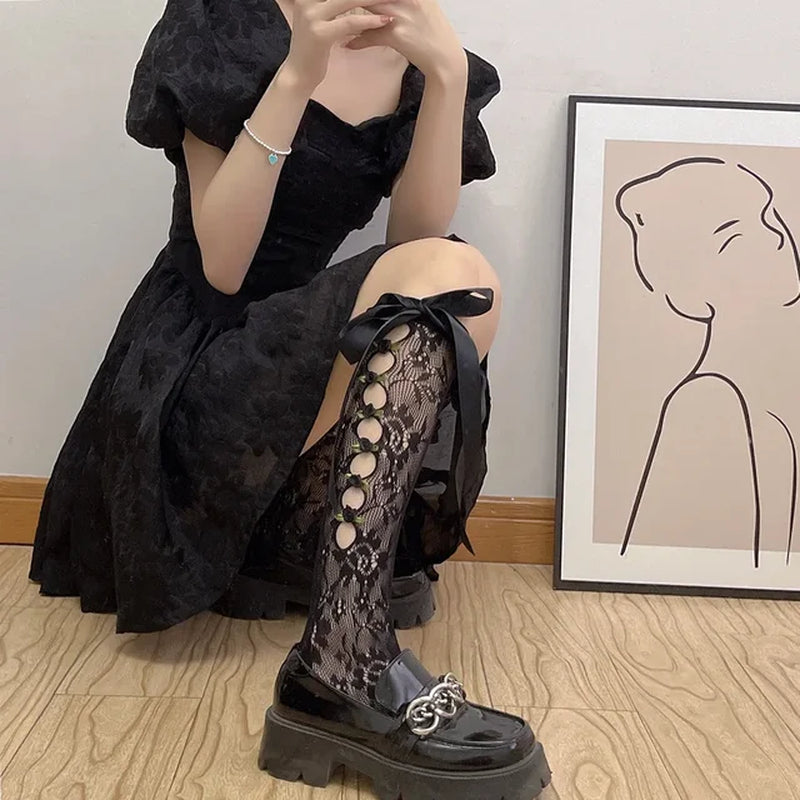 Fishnet Knee High Long Socks