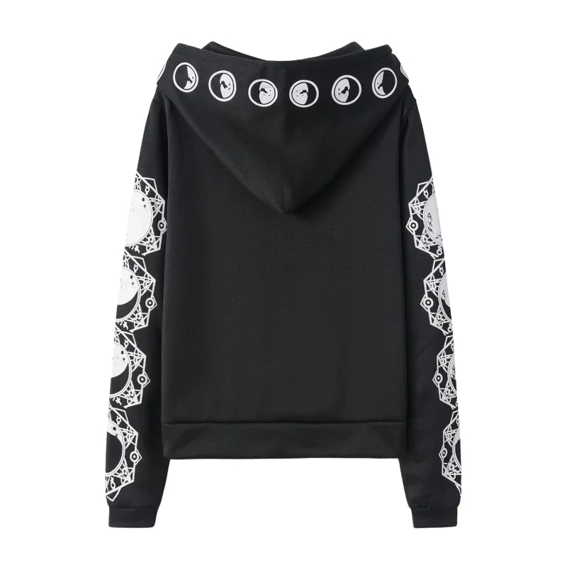 Black Hoodie with Moon Print