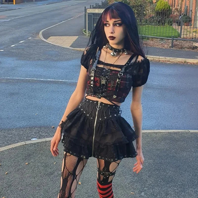 Punk Vintage High Waist Mini Skirt