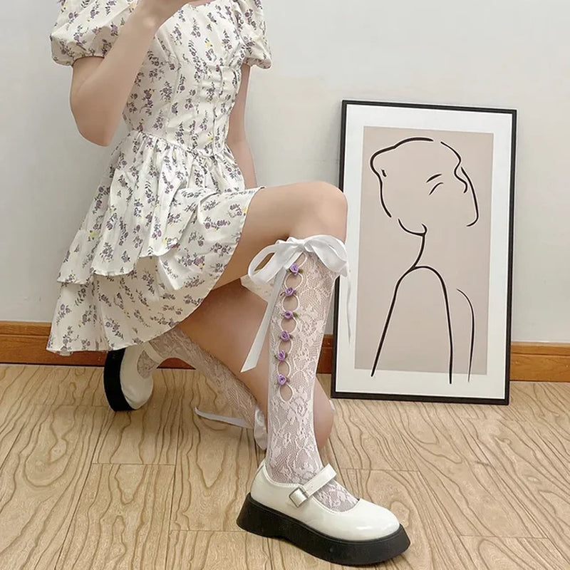 Fishnet Knee High Long Socks