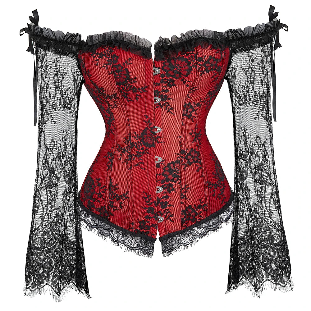 Lace Sleeves Waist Bustier Top