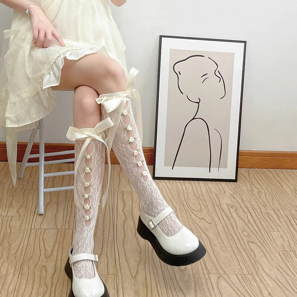 Fishnet Knee High Long Socks