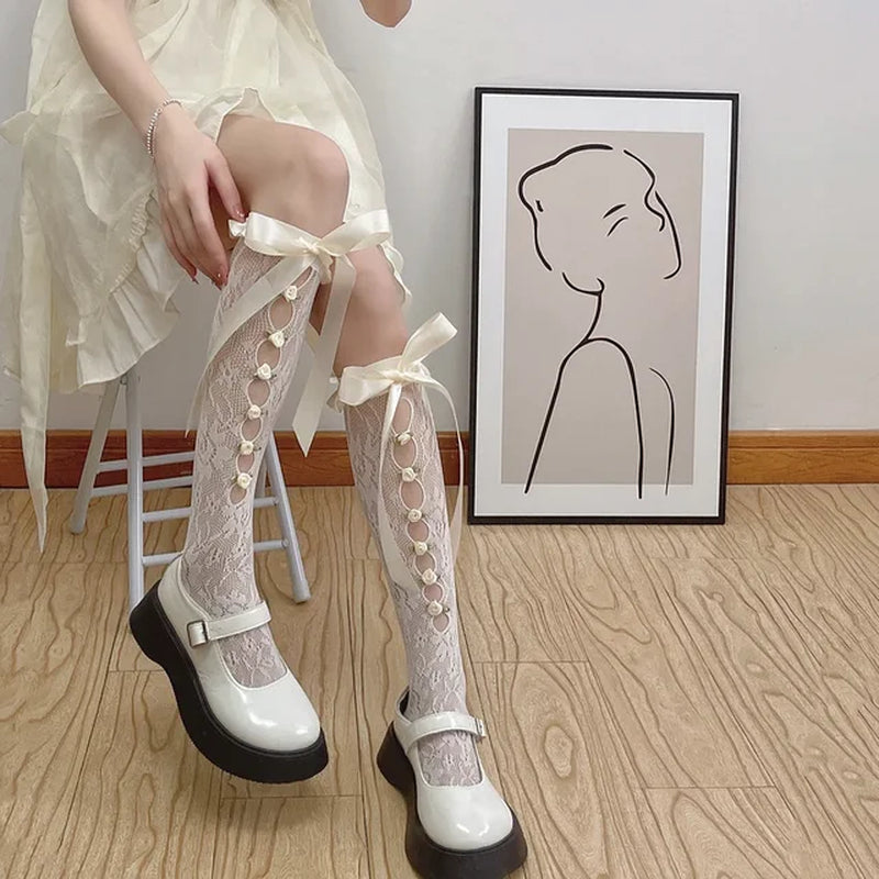 Fishnet Knee High Long Socks