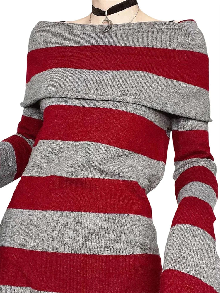 Sexy Gothic Striped Bodycon Dress