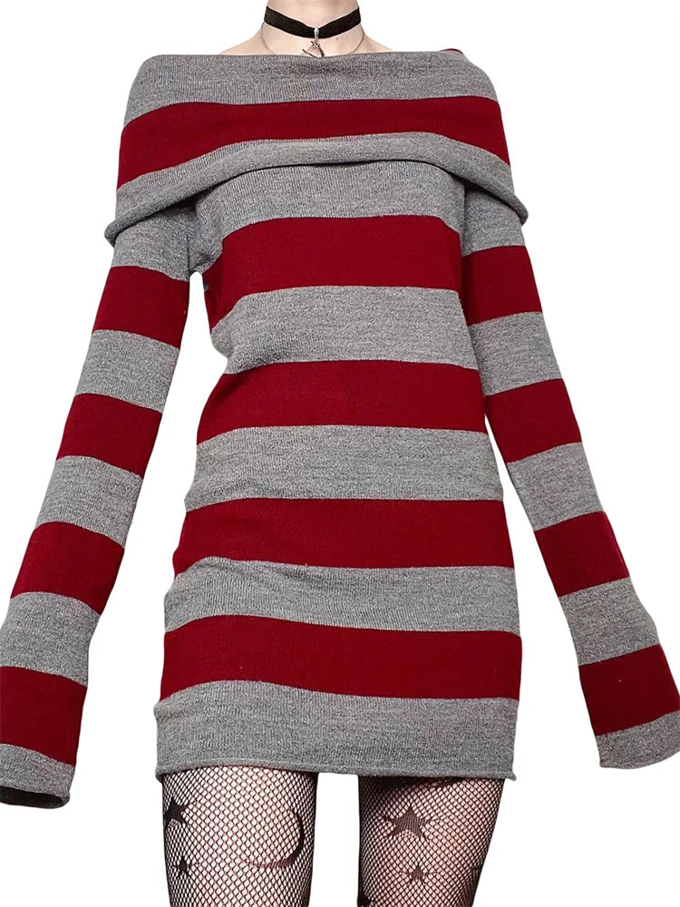Sexy Gothic Striped Bodycon Dress