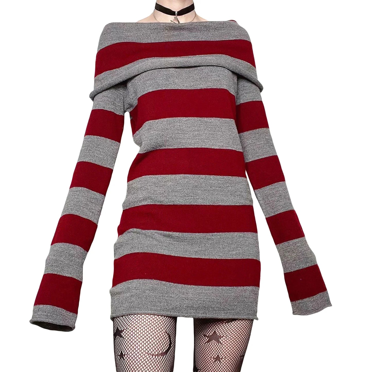 Sexy Gothic Striped Bodycon Dress