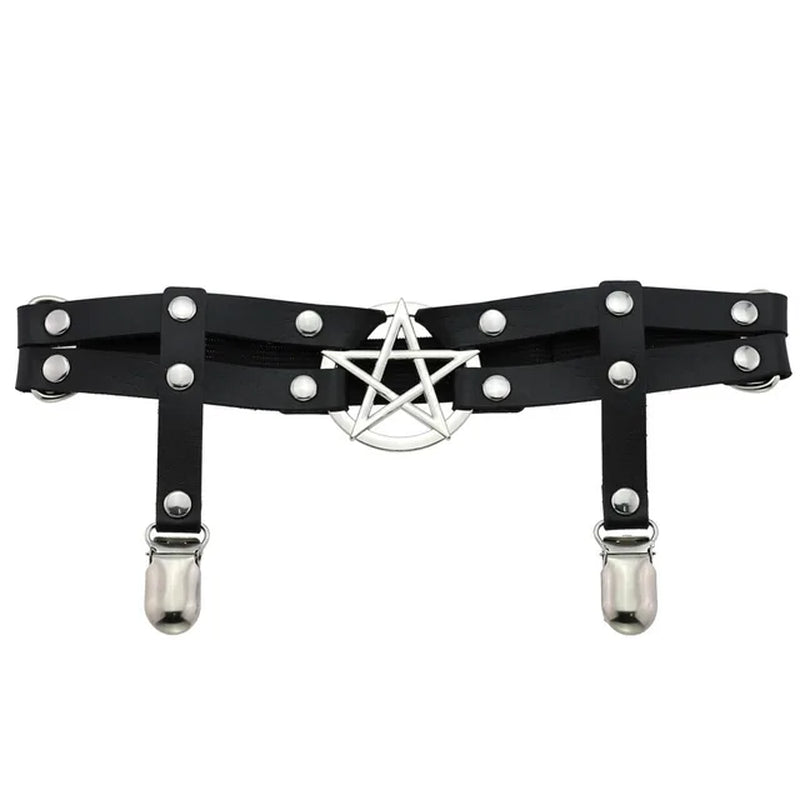 Pentagram Leather Garter Leg Ring