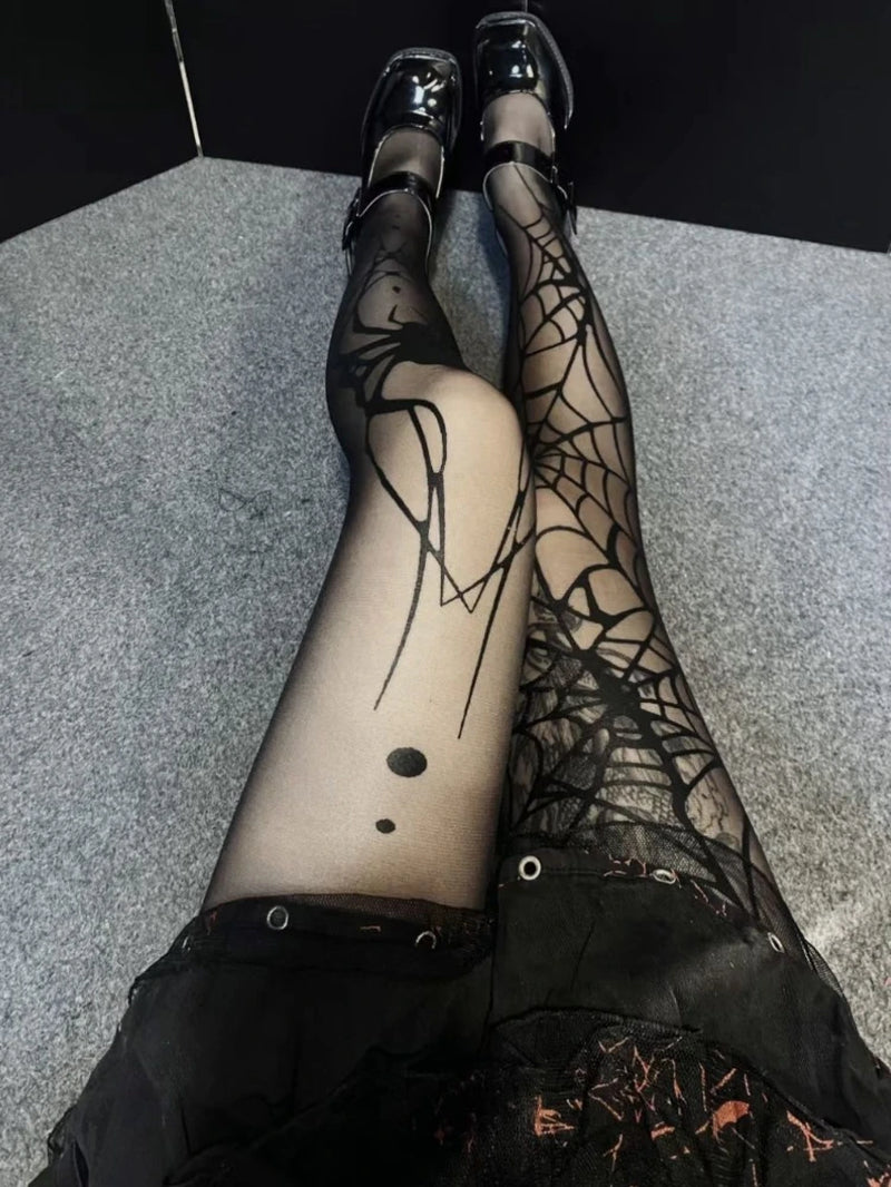 Vintage Gothic Spider Web Fishnet Tights