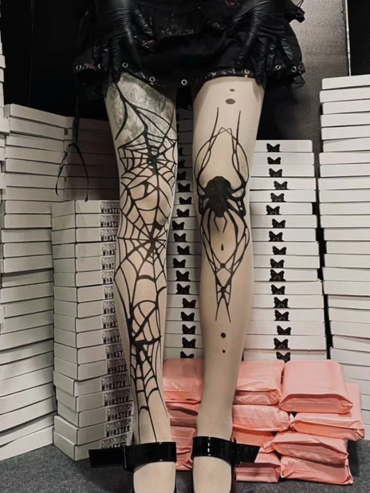 Vintage Gothic Spider Web Fishnet Tights