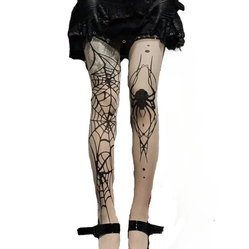 Vintage Gothic Spider Web Fishnet Tights