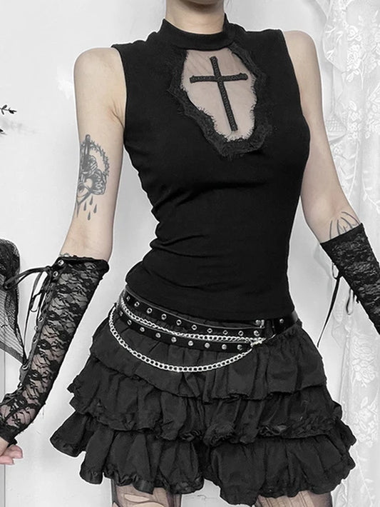 Gothic Dark Cross Top