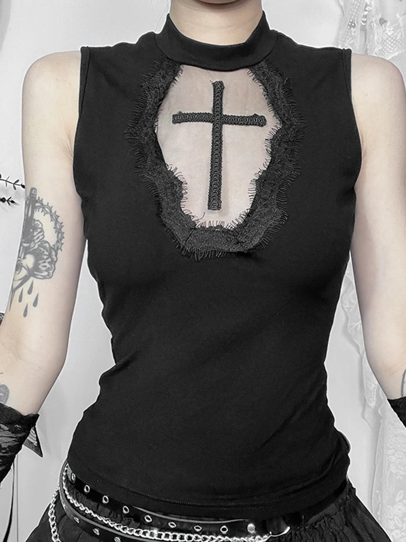 Gothic Dark Cross Top