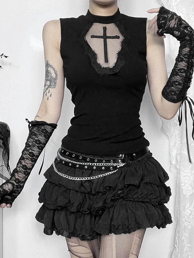 Gothic Dark Cross Top