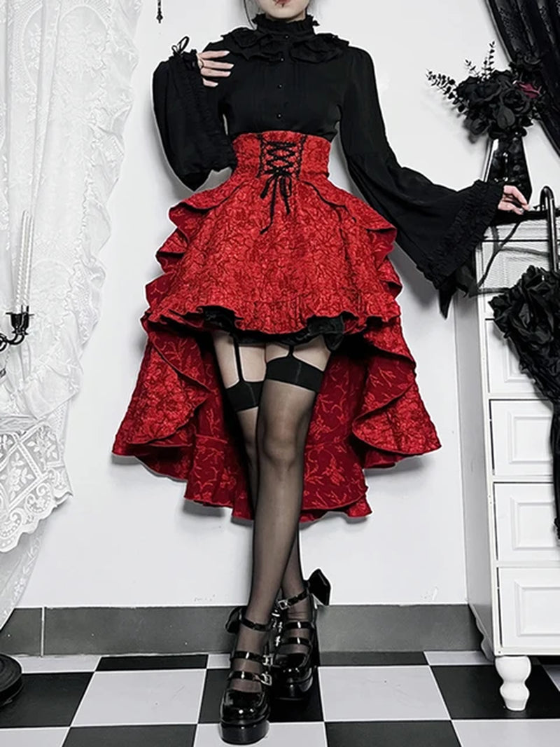 Fairycore Grunge Dark Gothic High Waist Bandage Corset Skirt