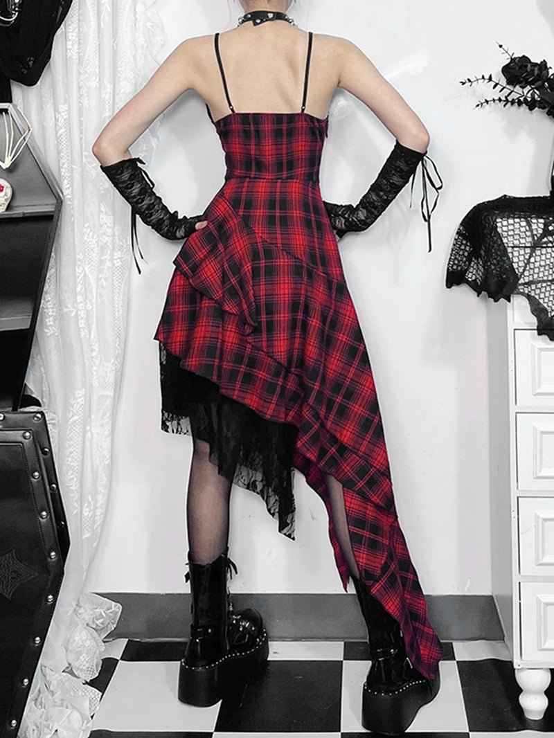 Plaid Gothic Dress with Corset Top