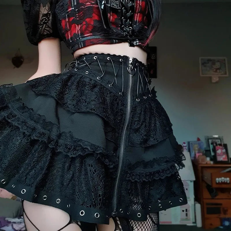 Punk Vintage High Waist Mini Skirt 