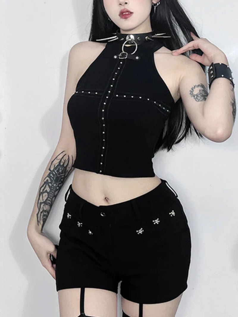 Gothic Cross Patchwork Crop Vest