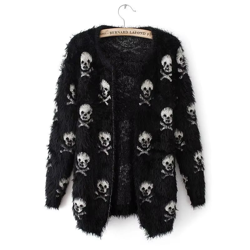 Skull Head Knit Wool Sweater