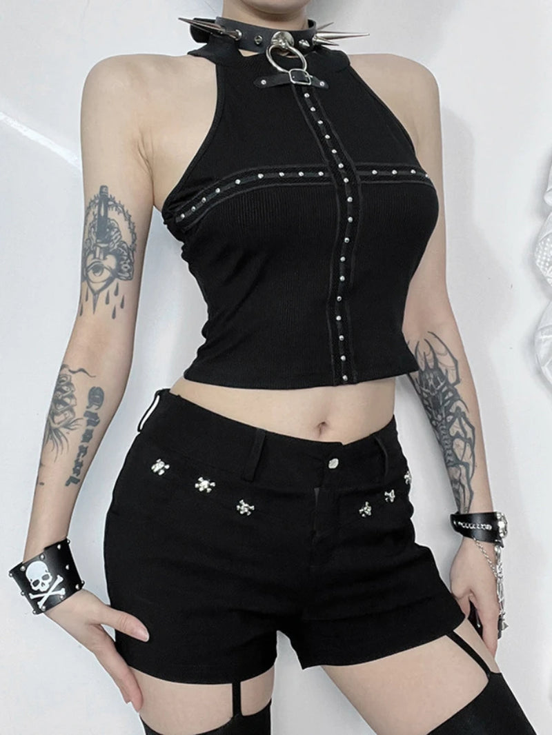 Gothic Cross Patchwork Crop Vest