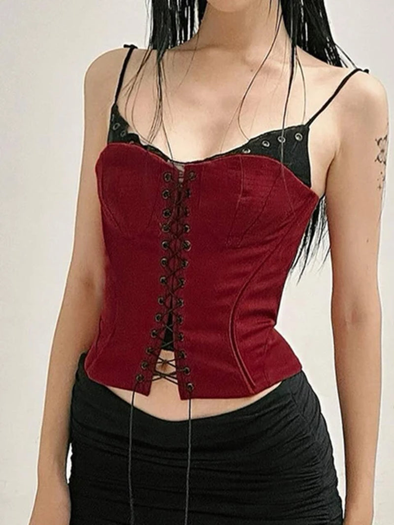 Gothic Streetwear Cyberpunk Y2K Bandage Corset Crop Top