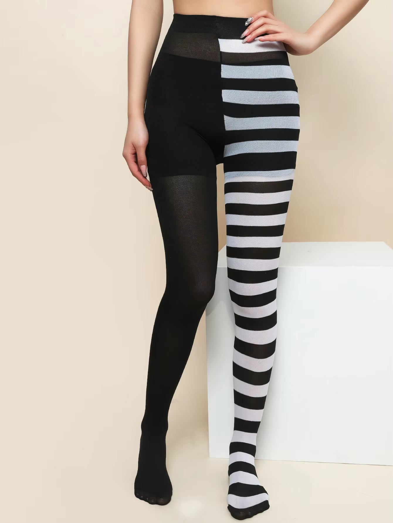 Goth Style Striped Pantyhose