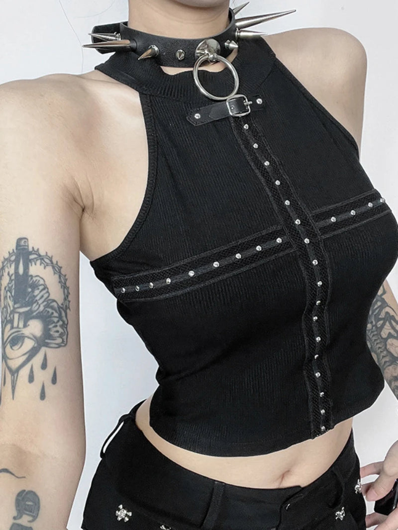 Gothic Cross Patchwork Crop Vest