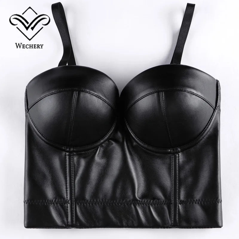 Gothic Leather Push-Up Corset Top Bustier Lingerie for Parties – Plus Size to 6XL