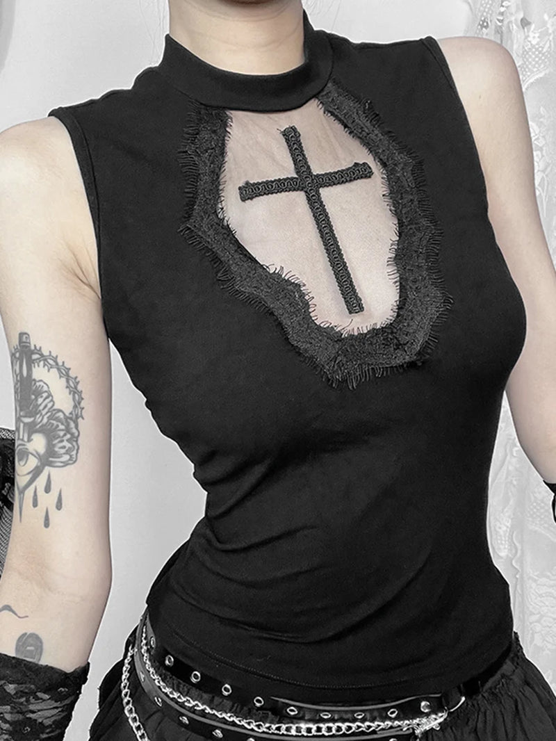 Gothic Dark Cross Top