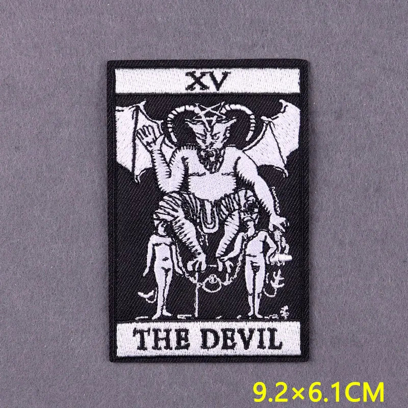 Tarot Embroidered Iron-On Patches – DIY Gothic Mystery Stripes for Clothing and Accessories