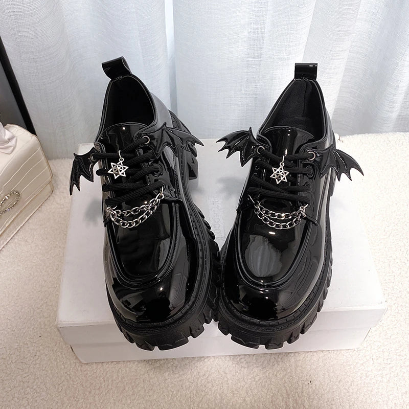 Lolita Goth Platform Shoes w/ Bat Wings