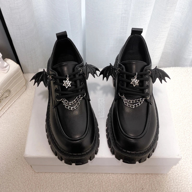 Lolita Goth Platform Shoes w/ Bat Wings