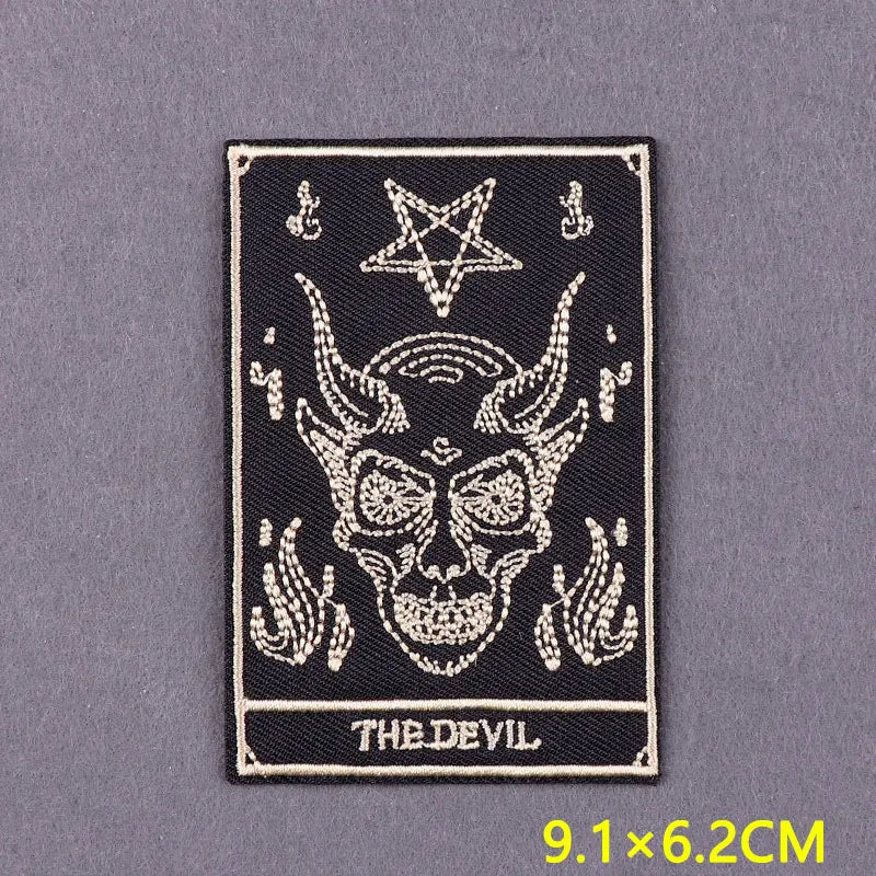 Tarot Embroidered Iron-On Patches – DIY Gothic Mystery Stripes for Clothing and Accessories