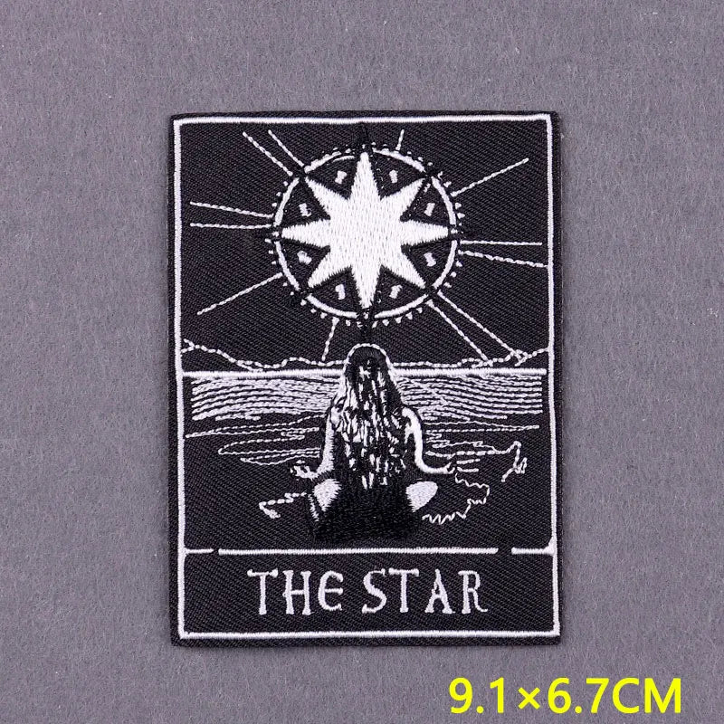 Tarot Embroidered Iron-On Patches – DIY Gothic Mystery Stripes for Clothing and Accessories