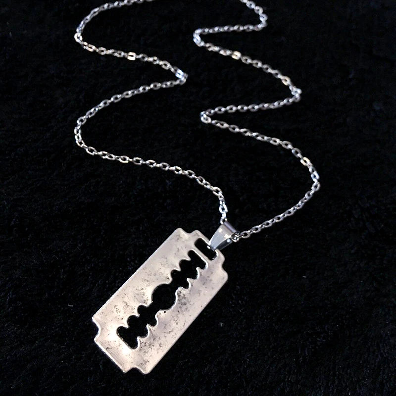 Razor Blade Pendant Necklace 