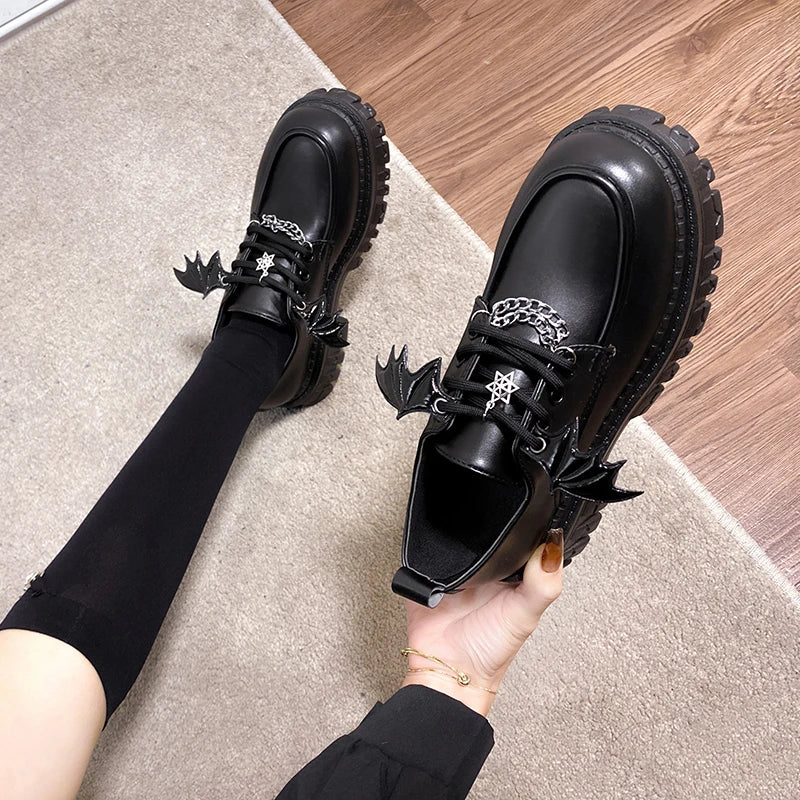 Lolita Goth Platform Shoes w/ Bat Wings