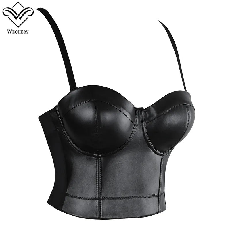 Gothic Leather Push-Up Corset Top Bustier Lingerie for Parties – Plus Size to 6XL