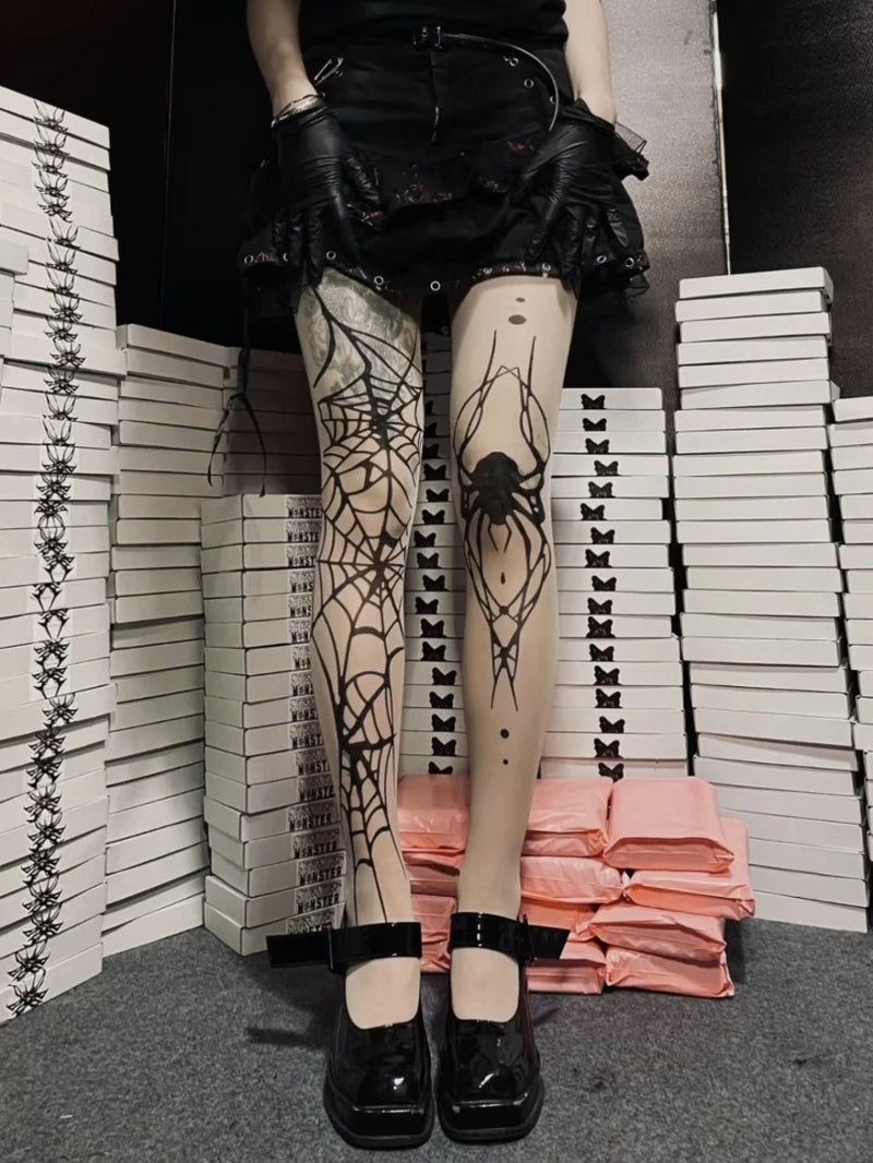 Vintage Gothic Spider Web Fishnet Tights