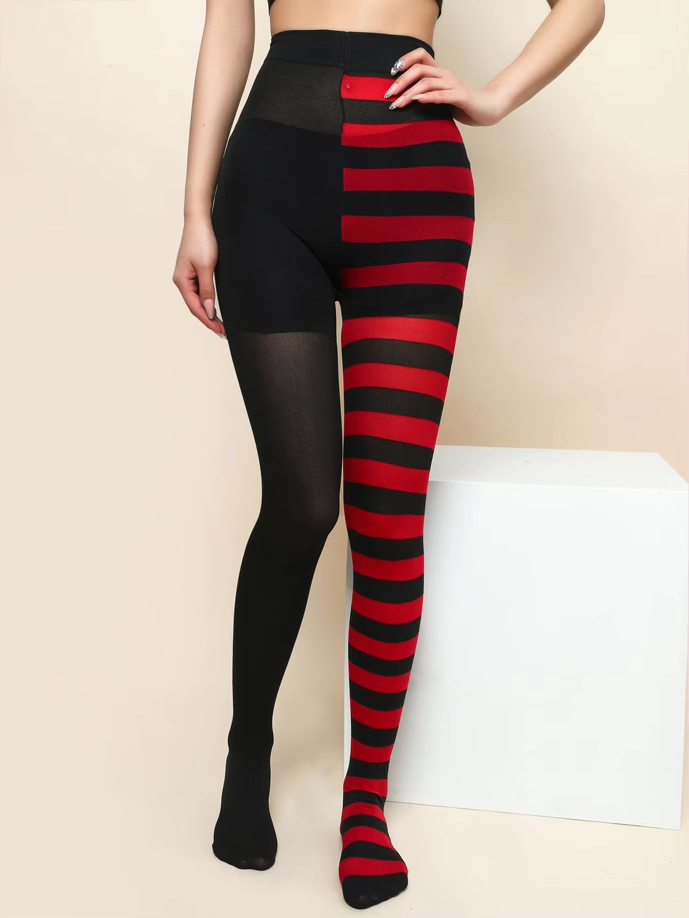 Goth Style Striped Pantyhose