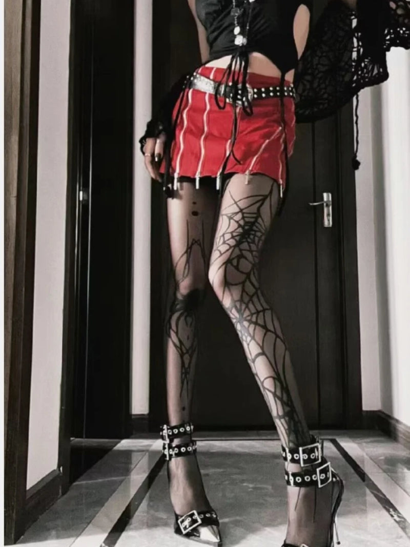 Vintage Gothic Spider Web Fishnet Tights