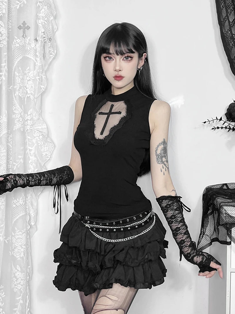 Gothic Dark Cross Top