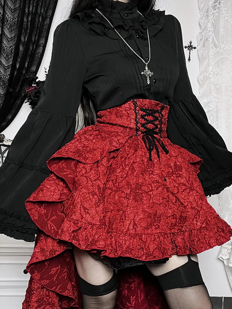 Fairycore Grunge Dark Gothic High Waist Bandage Corset Skirt