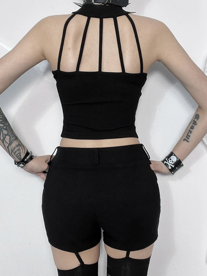 Gothic Cross Patchwork Crop Vest