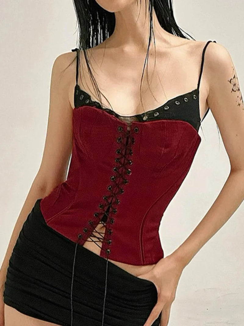 Gothic Streetwear Cyberpunk Y2K Bandage Corset Crop Top