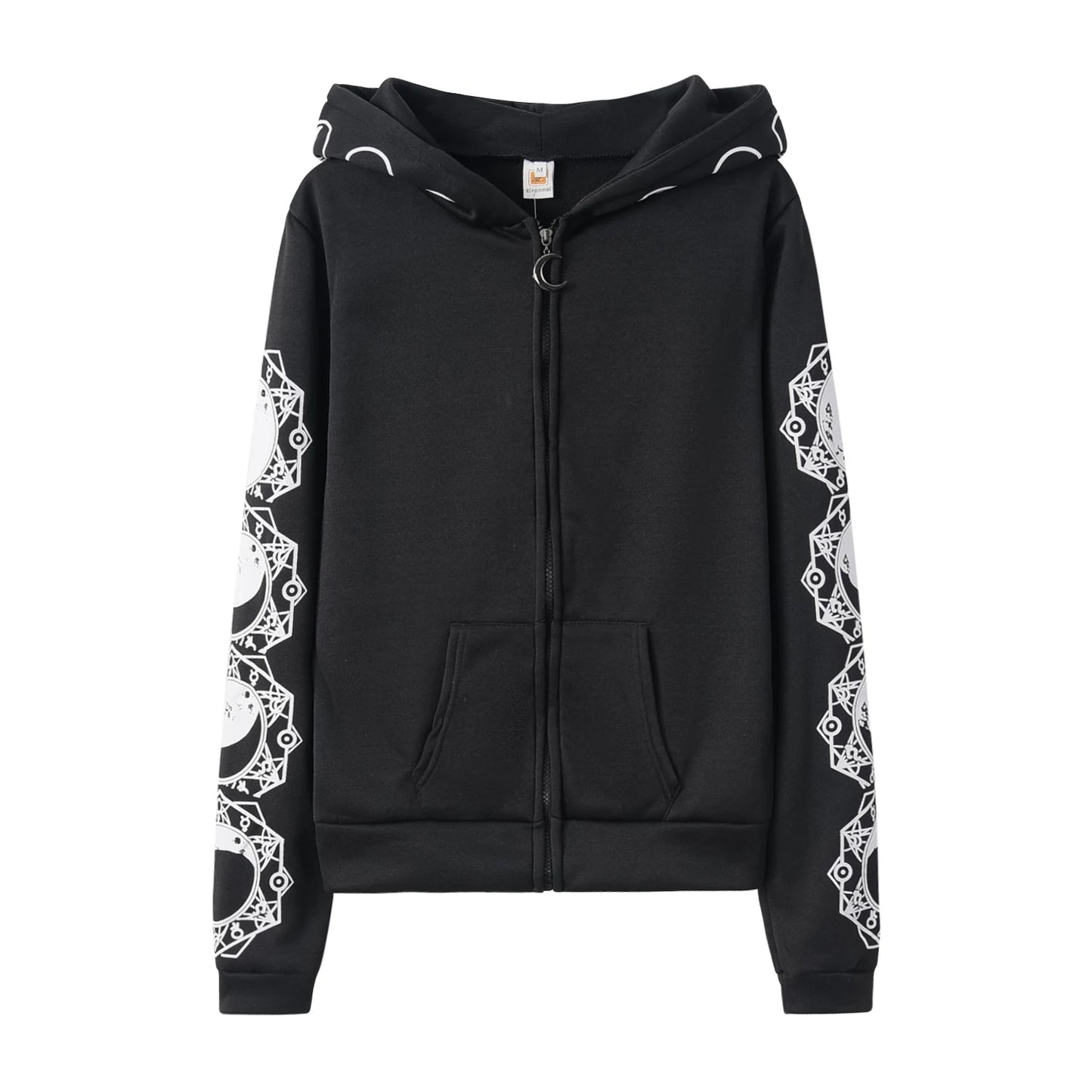 Black Hoodie with Moon Print 